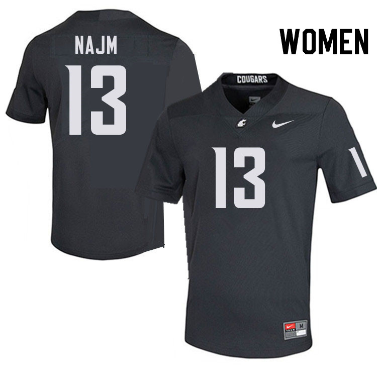 Women #13 Hunter Najm Washington State Cougars College Football Jerseys Stitched-Charcoal